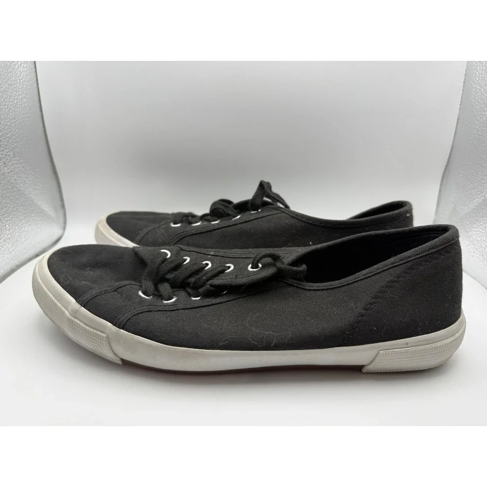 Black Canvas Sneakers Women's Size 9.5 Casual Lace Up Low‎ Top Comfort Shoes